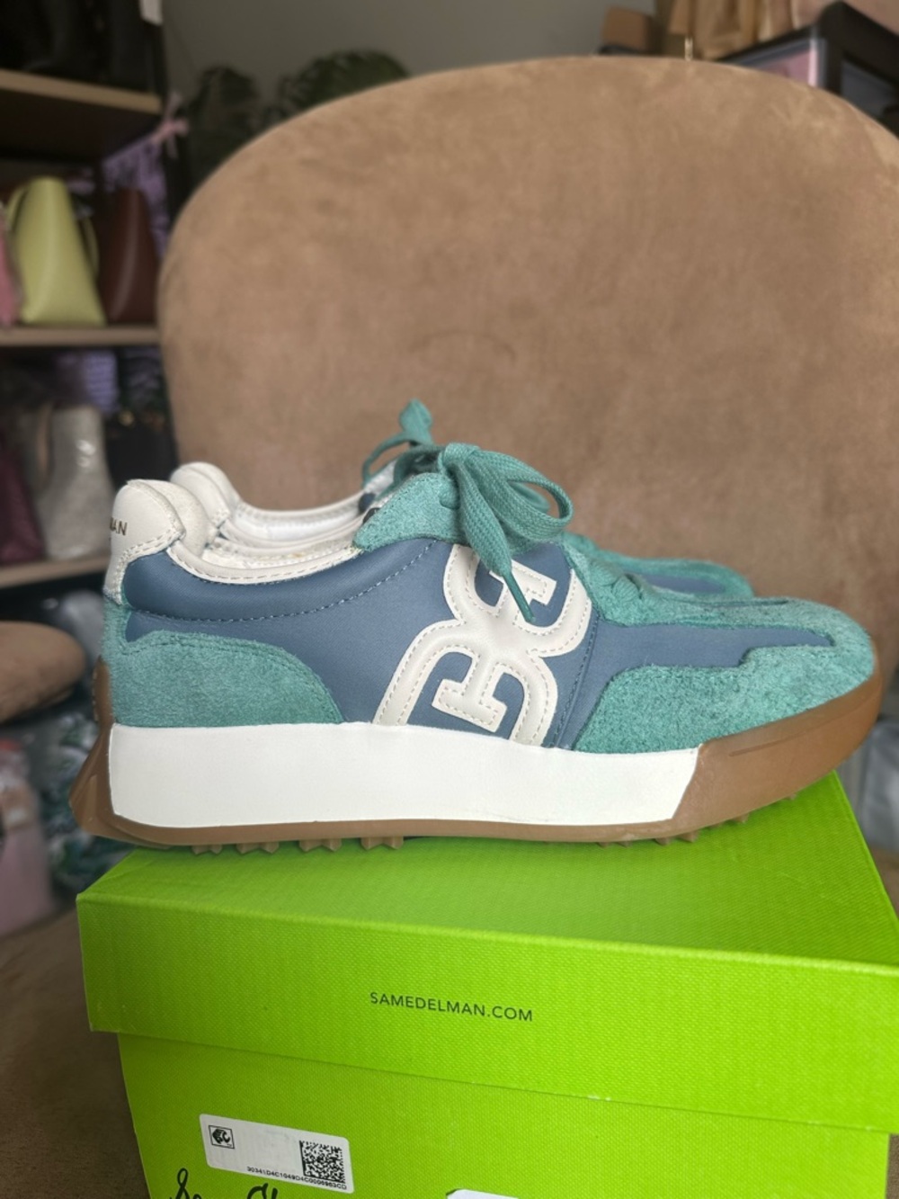 Sam Edelman Langley3 Light Teal & Blue Casual Sneakers New in Box - Picture 2 of 10